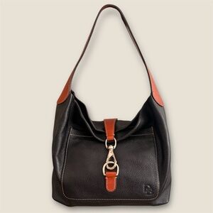 Dooney and Bourke Pebble Grain Leather Logo Lock Shoulder Bag